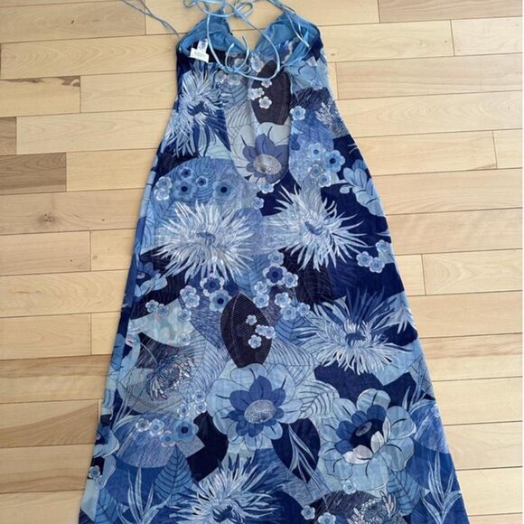 Vintage Y2K La Senza lingerie-style mesh slip dress in sheer blue floral print - Picture 7 of 8